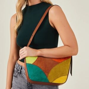 Accessorize London Women's Brown Patchwork Shoulder Bag